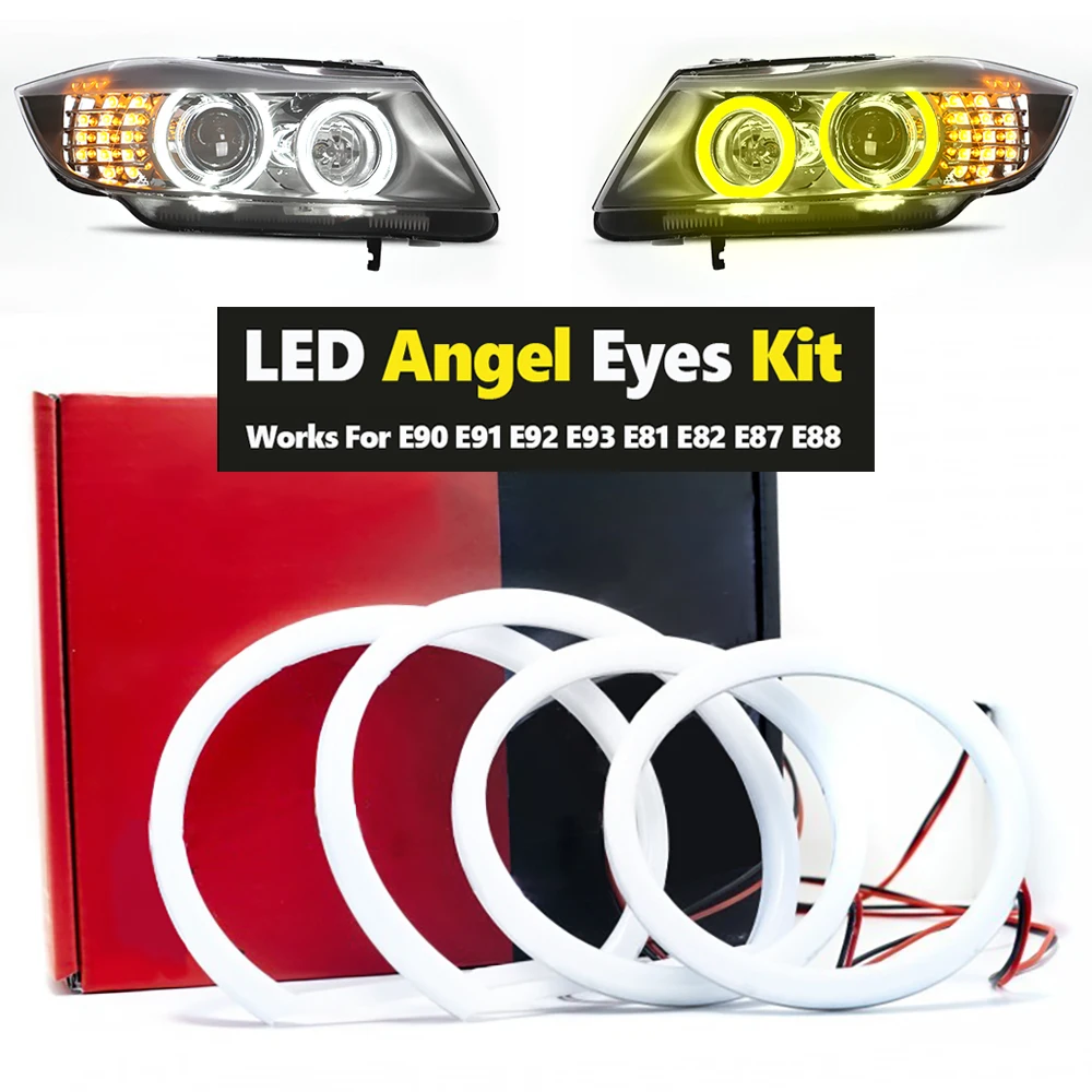 4Pcs LED Cotton Angel Eyes Kit Daytime Running Lights For BMW E90 E91 E92 E93 M3 E81 E82 E87 E88 Halo Rings Kit Car Styling