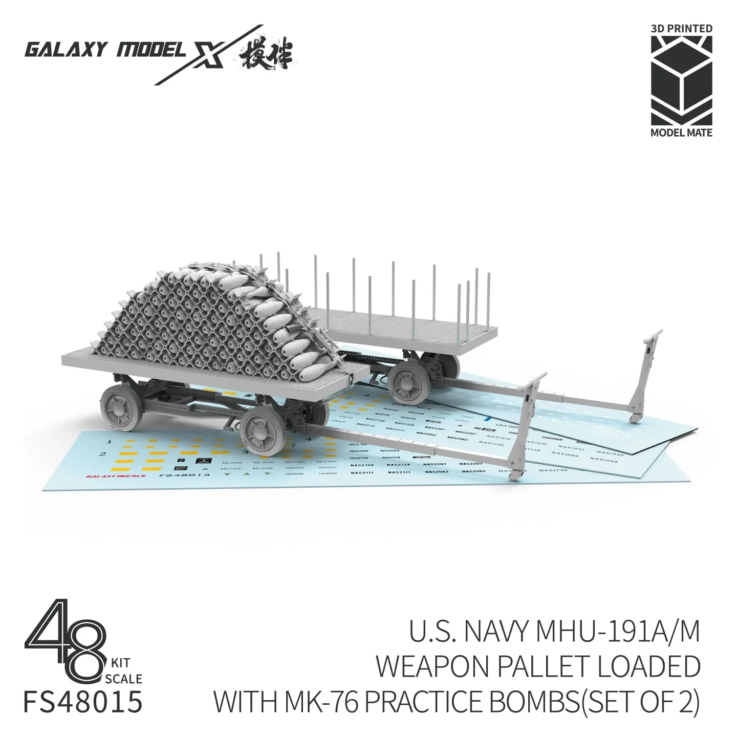 

Galaxy 1/48 U.S. Navy MHU-191A/M Pallet Training Loaded with MK-76 Practice Bombs (set of 2) for Model Military Model DIY