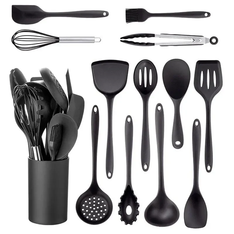 Silicone Cooking Utensils Non-stick Kitchenware Tools Spatula Ladle Egg Beaters Shovel Soup Butter Scraper Kitchen Cookware