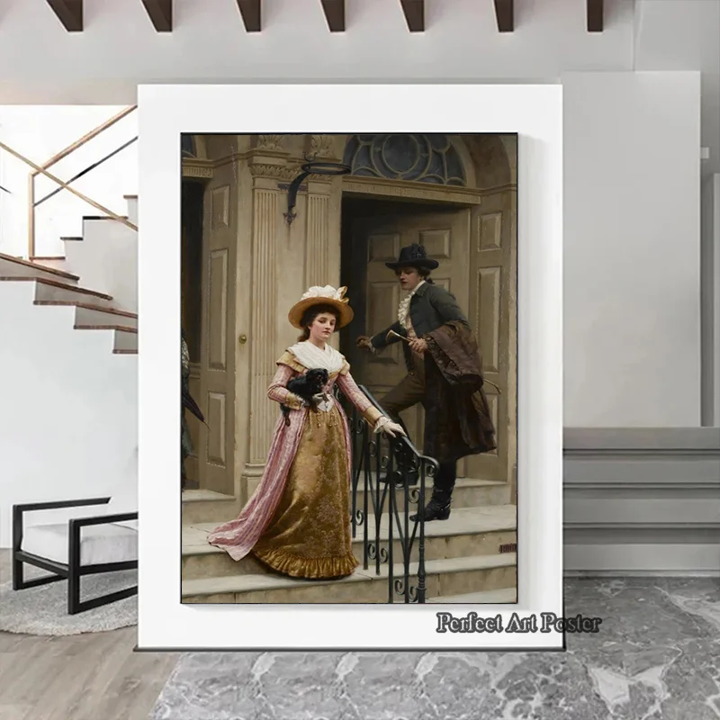 إدموند بلير لايتون عمل فني The Accolade فارس القرون الوسطى موضوع حائط لوح رسم الفن Vintage الملصقات غرفة المعيشة ديكور المنزل #3