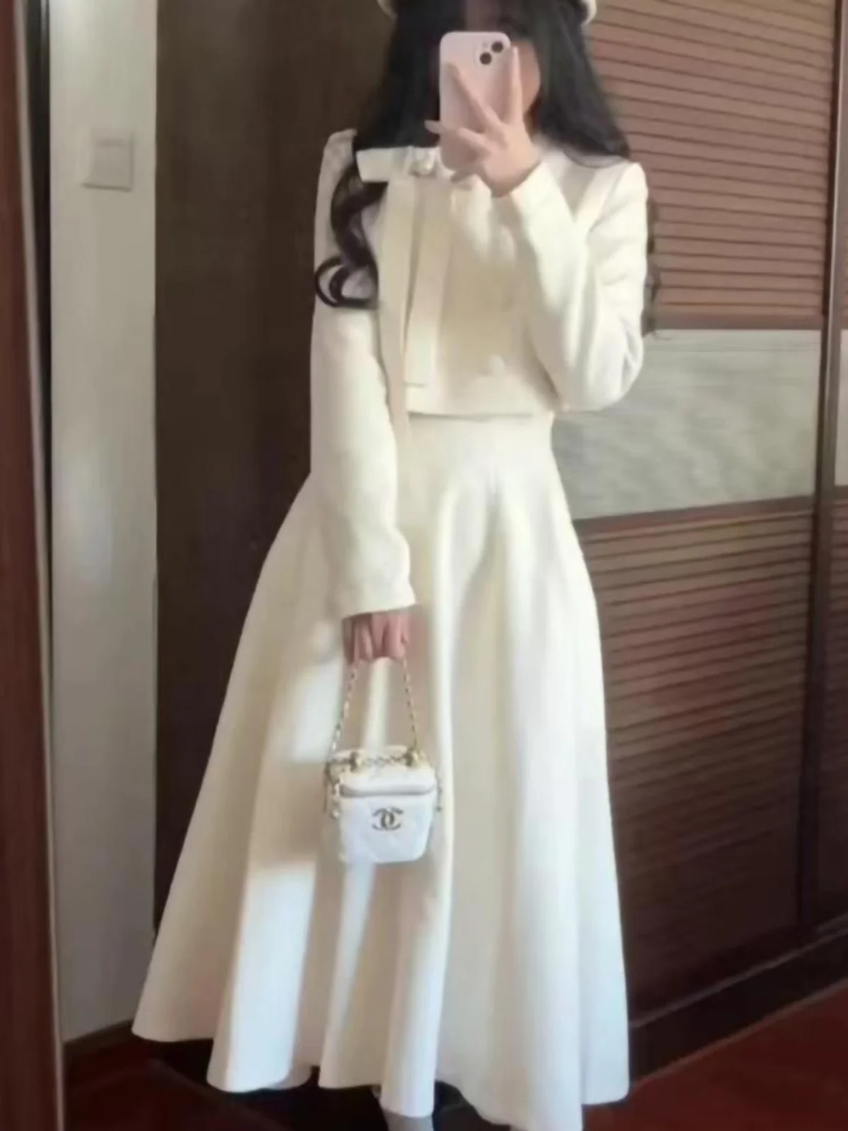 

Rich Girl Studng Abroad Knot Gentle Personali Small Fraance Sle Jaet Skirt Two-Piece Set Women's Faion