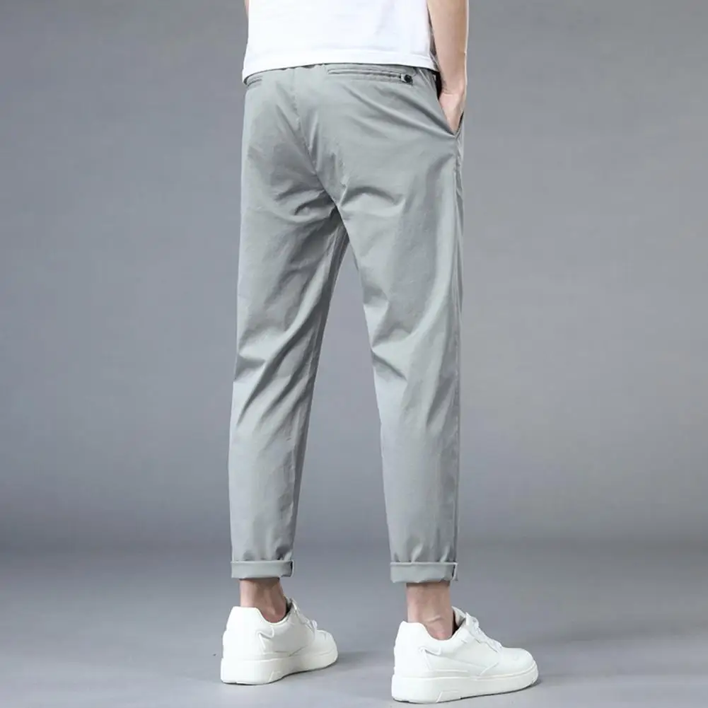 

Fashion Men Pants Button Fly Solid Color Summer Sweatpants Summer Casual Thin Jogging Pants