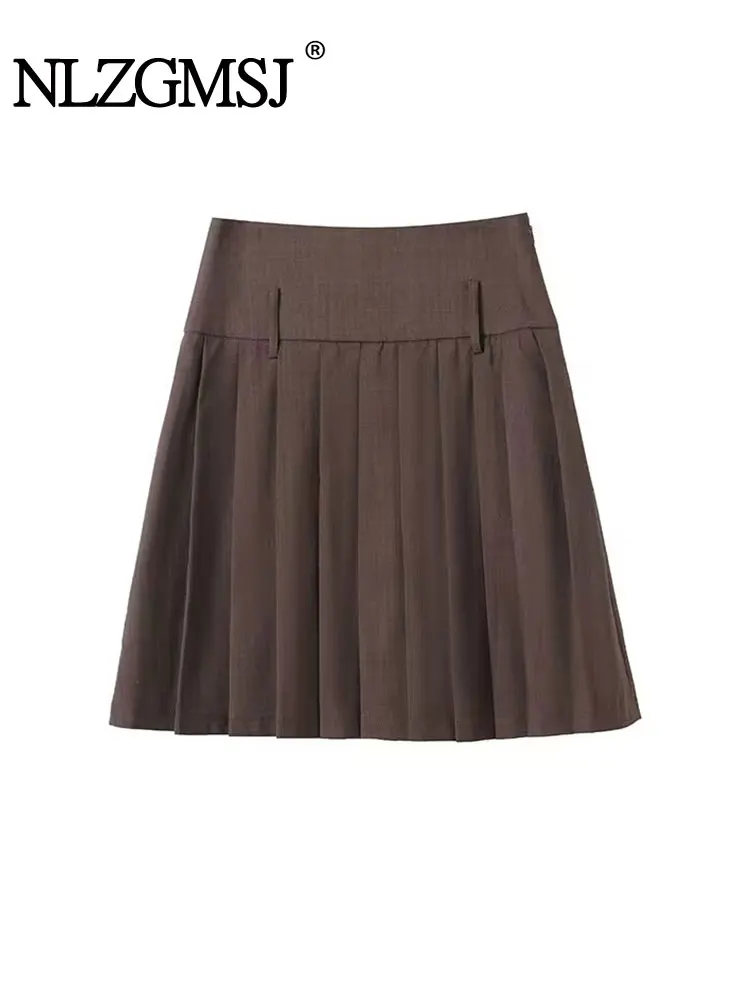 

NLZGMSJ женские осенние повседневные однотонные плиссированные мини-юбки женские трапециевидные модные уличные юбки женские уличные юбки