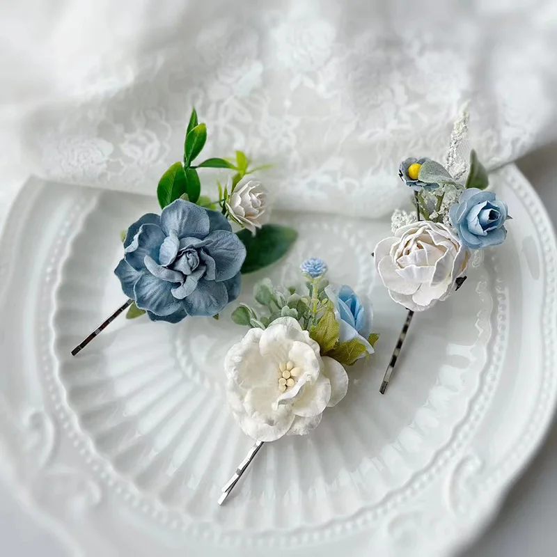 White Blue Brial Hair Pins Wedding Bridesmaids hairPieces Hair accessories