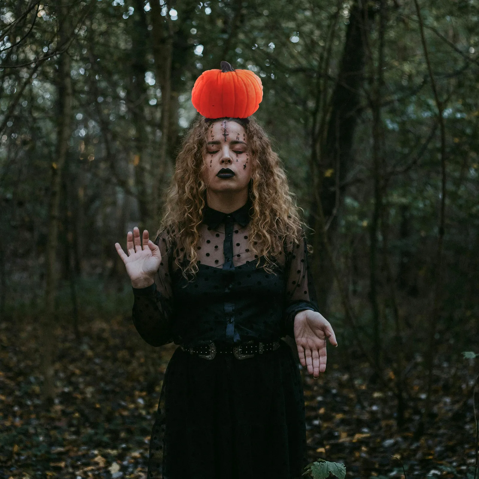Creative Pumpkin Headband Adult Orange Vegetable Hair Hoop Simulated Food Design with Squeeze Sound Effect Halloween Photo