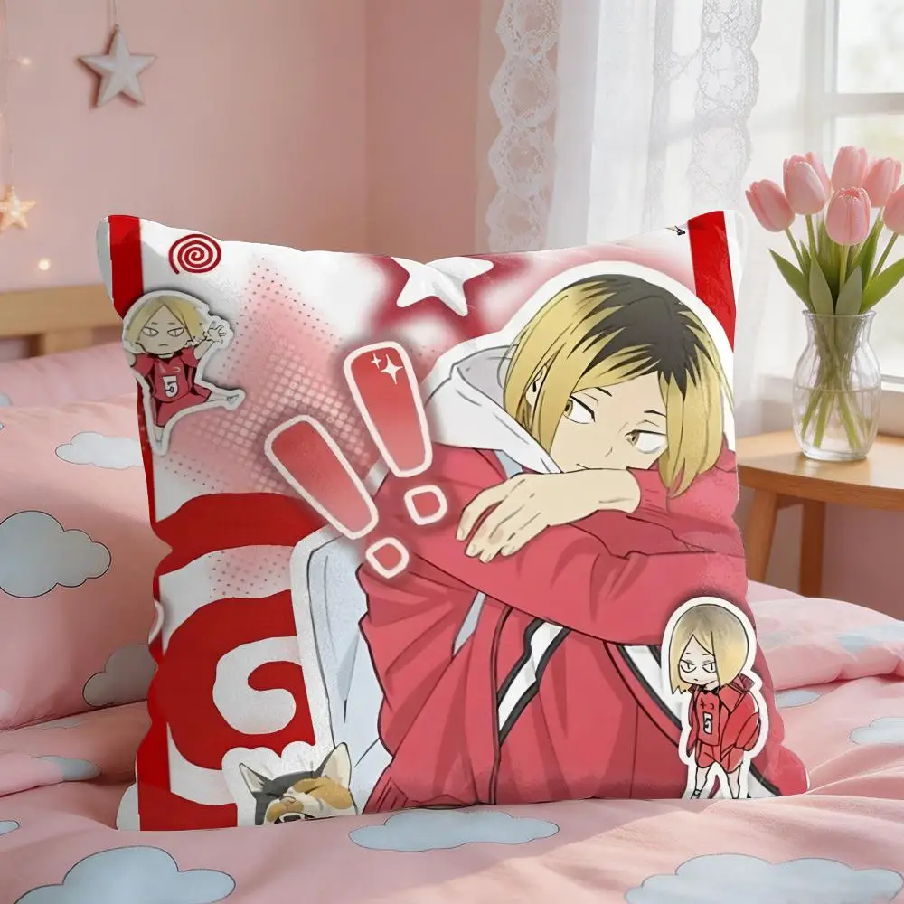 H-Haikyuu Anime Role Cushion Cover Square Short Plush Pillow Case Living Room Sofa Home Decor Funda 40X40