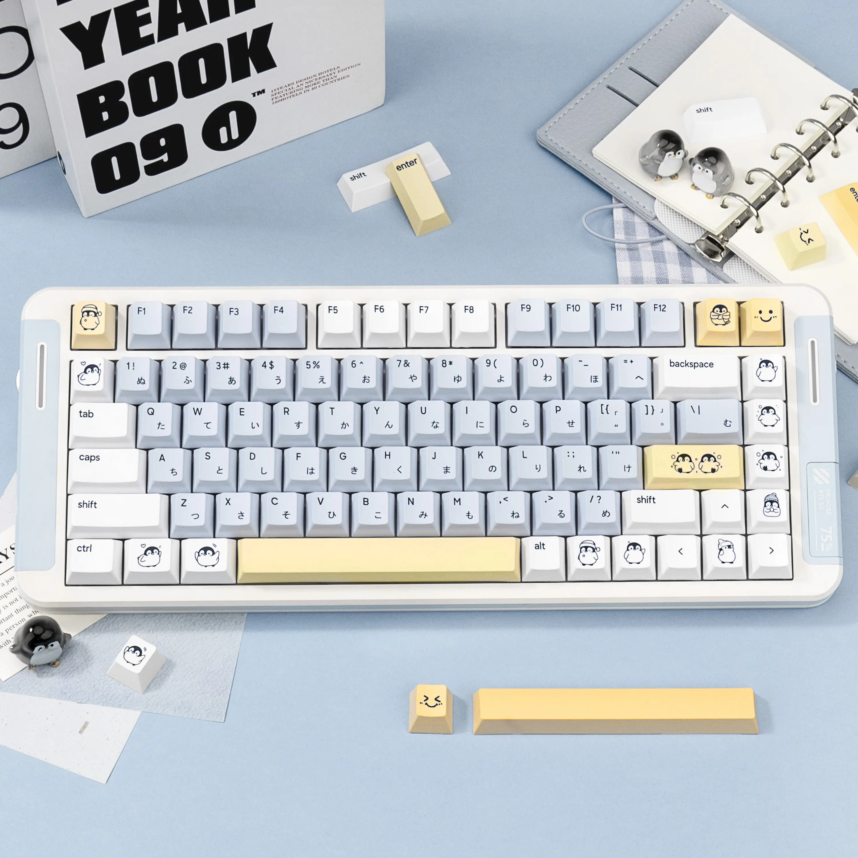 

Набор клавишных колпачков с тематикой пингвинов, PBT, профиль Cherry, японские, оригинальные, ручной работы, для механических клавиатур, аксессуары, подарок