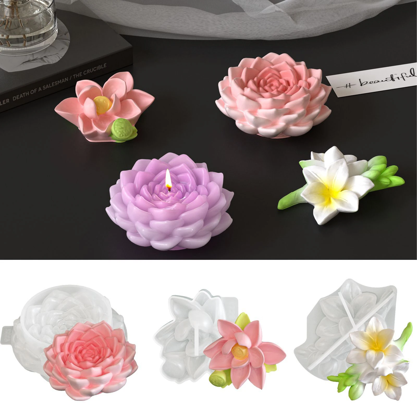 Lotus Flower Mold Lightweight Plaster Diffuser Mold Car Ornament Mold Diy For Home Decor Diy Projects Gift Making