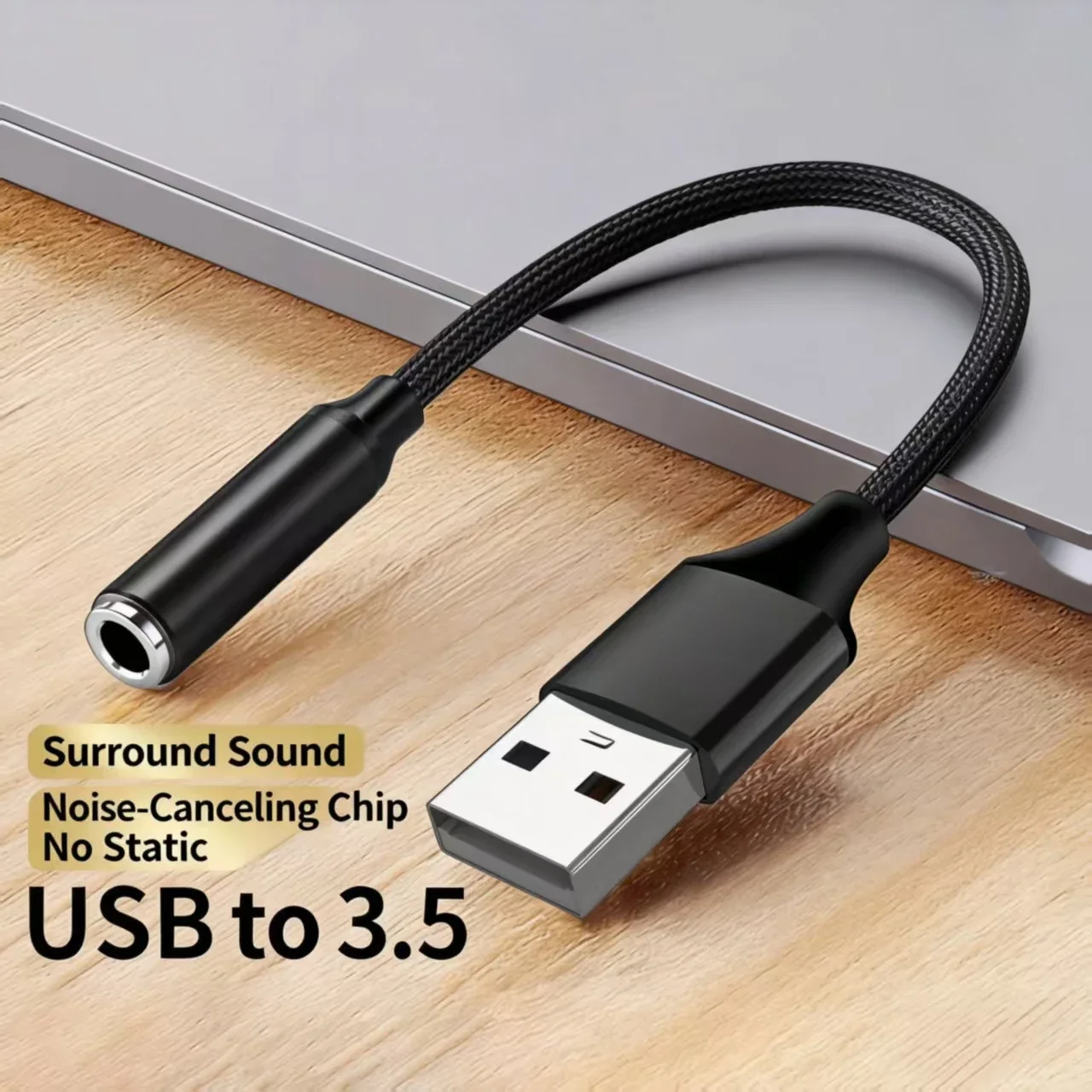 External Sound Card USB to 3.5mm Audio Adapter USB Female to 3.5mm Jack Headphone Microphone Adapter for PC Computer Laptop