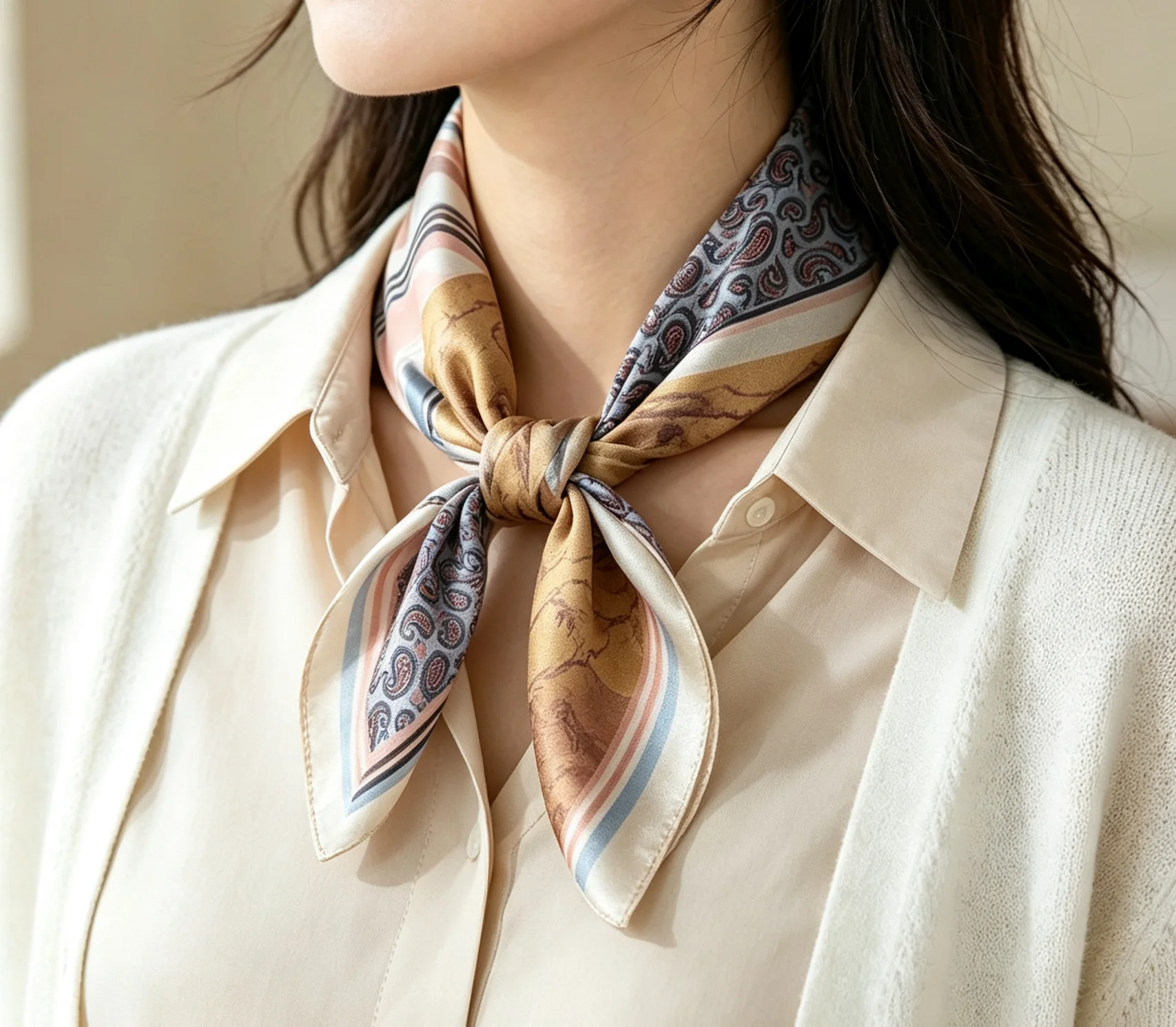 100% Mulberry Silk Small Square Scarf Bandana, Women's Multifunctional Fashionable Scarf, Headband, Bag Accessories, Wristband