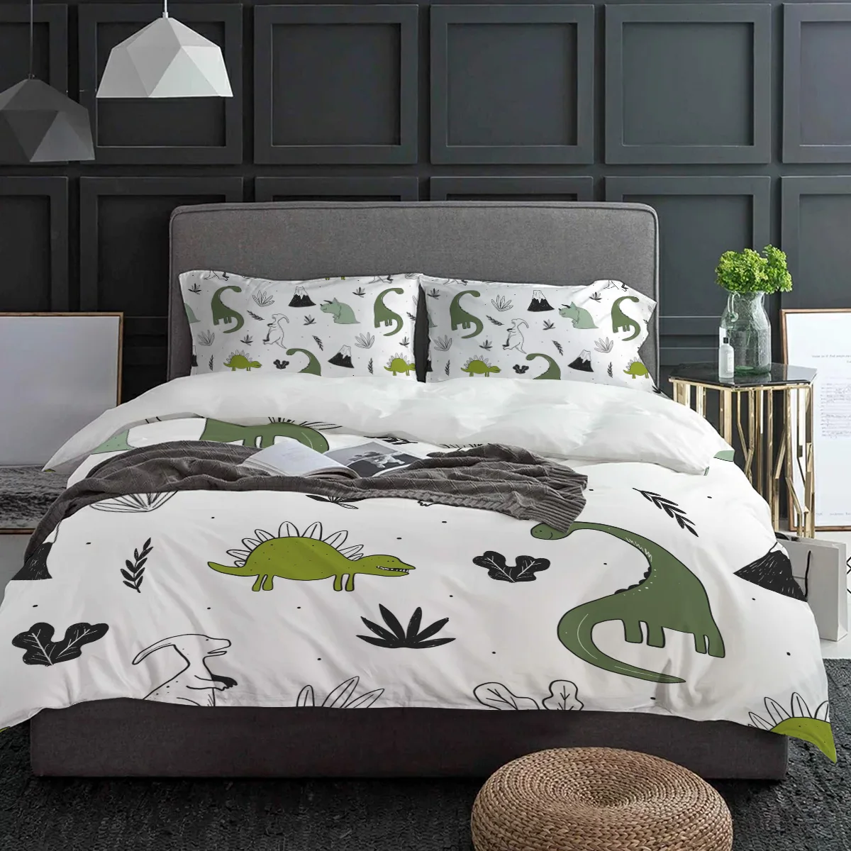 Animal Green Dinosaur Plant Duvet Cover Bed Bedding Set Home Textile Quilt Cover Pillowcases Bedroom Double Bedding Set No Sheet 3