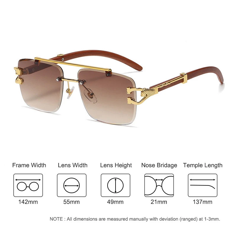 CATERSIDE Retro Quadratische Sonnenbrille Männer Frauen 2024 Luxus Marke Designer Golden Lion Dekoration Sonnenbrille Männer Reisen Brillen – Detail 2