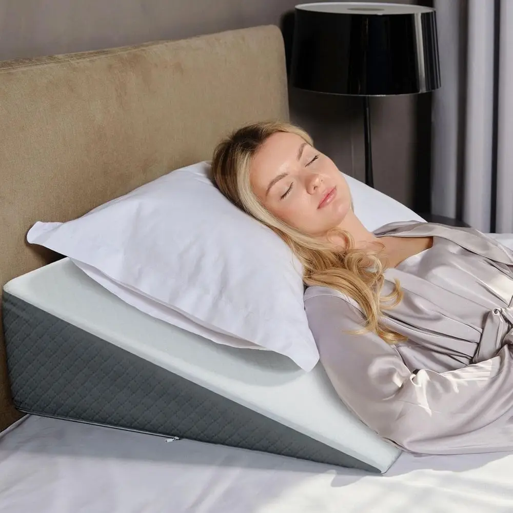

Adjustable Bed Wedge Pillow for Sleep Apnea, Acid Reflux, and Back Pain Relief with Chic Cover - Compact Wedge (7.5 Wide x Heigh