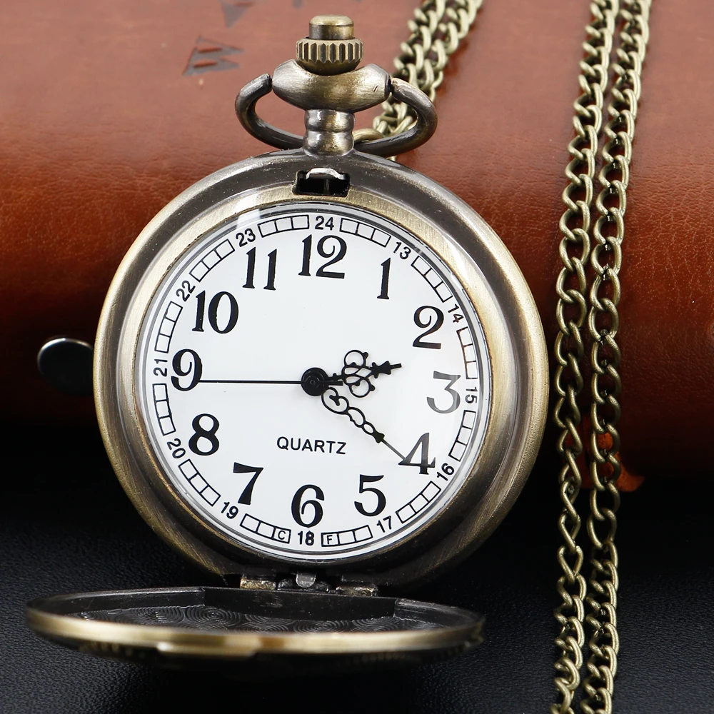 Featured Antique Cross Gear Carved Quartz Pocket Watch Steampunk Vintage Necklace Pendant Fob Chain Clock Men's Christmas Gift