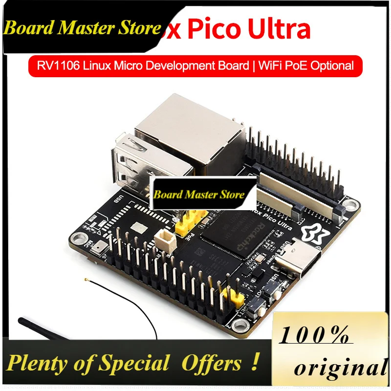 BoMaSLuckfox Pico Ultra RV1106 Linux Micro Development Board Integrates ARM Cortex-A7/RISC-V MCU/NPU/ISP Processors WiFi PoE Opt