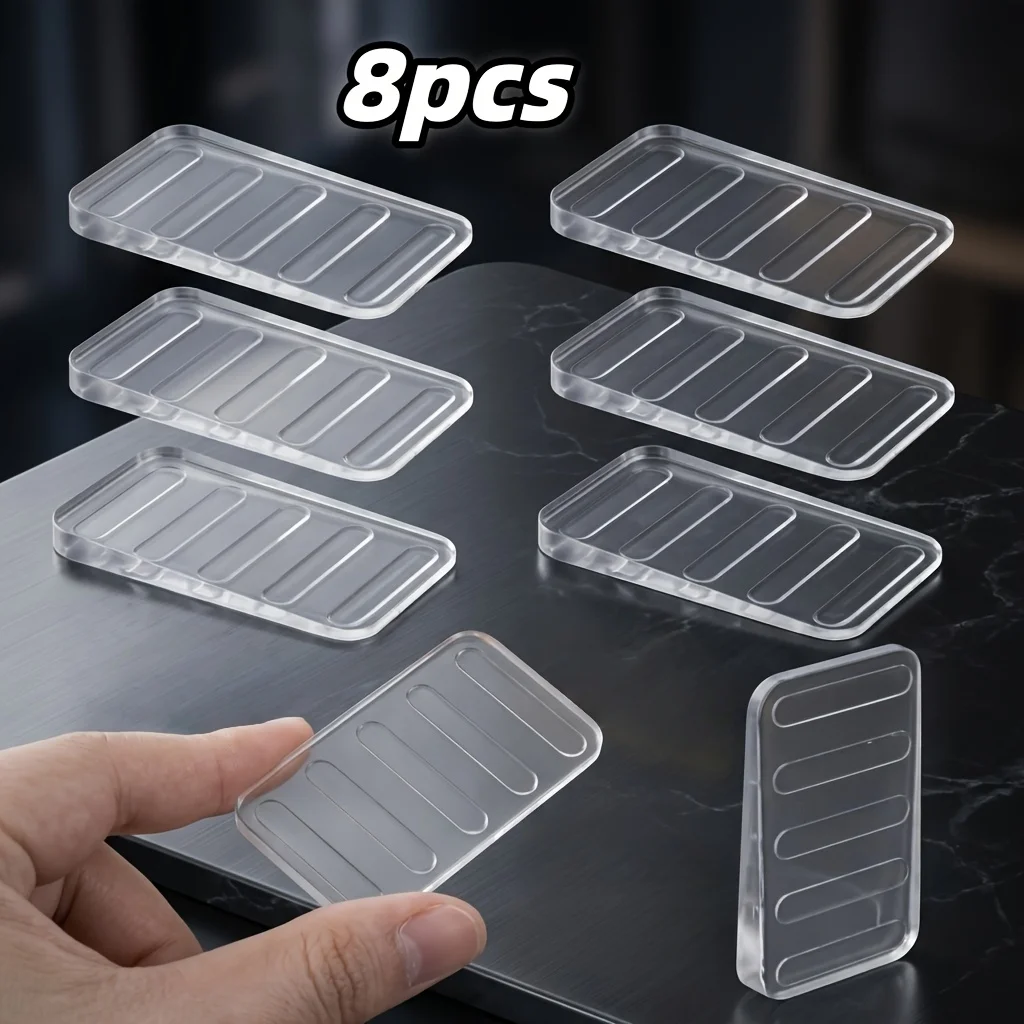 Clear Furniture Risers Pads, Transparent Non‑Slip Silicone Chair Table Feet Pads, Anti‑Scratch Floor Protector