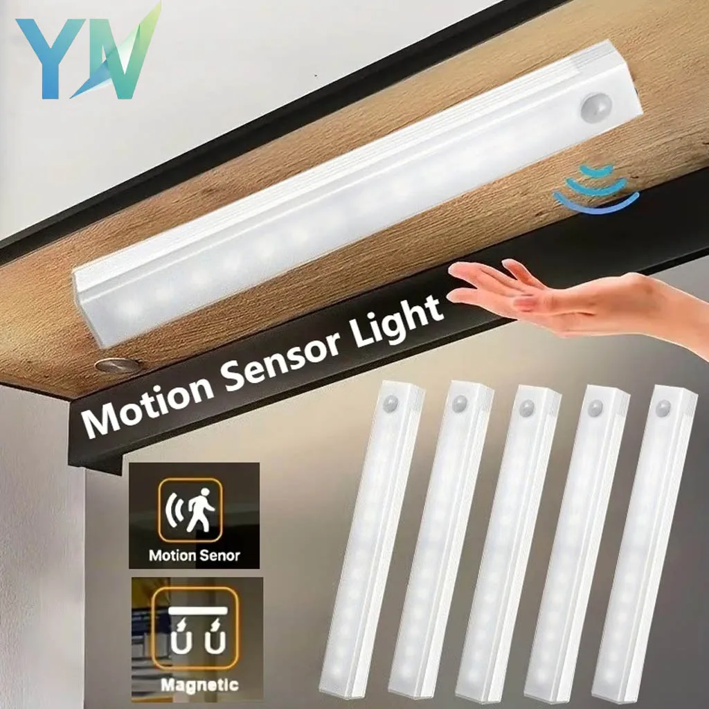 

Магнитный USB светодиодный датчик движения, перезаряжаемый светильник под шкафом для спальни, кухни, лестницы, шкафа, гаража, ванной комнаты, помещения