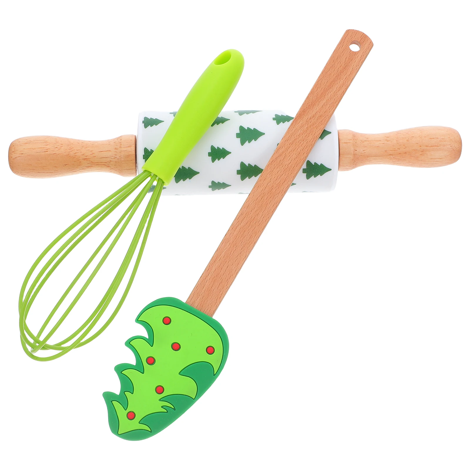 

3pcs Silicone Christmas Rolling Pin Set Holiday Baking Tools Mini Whisk Home Kitchen Bakeware Cookies Pastries Heat Resistant
