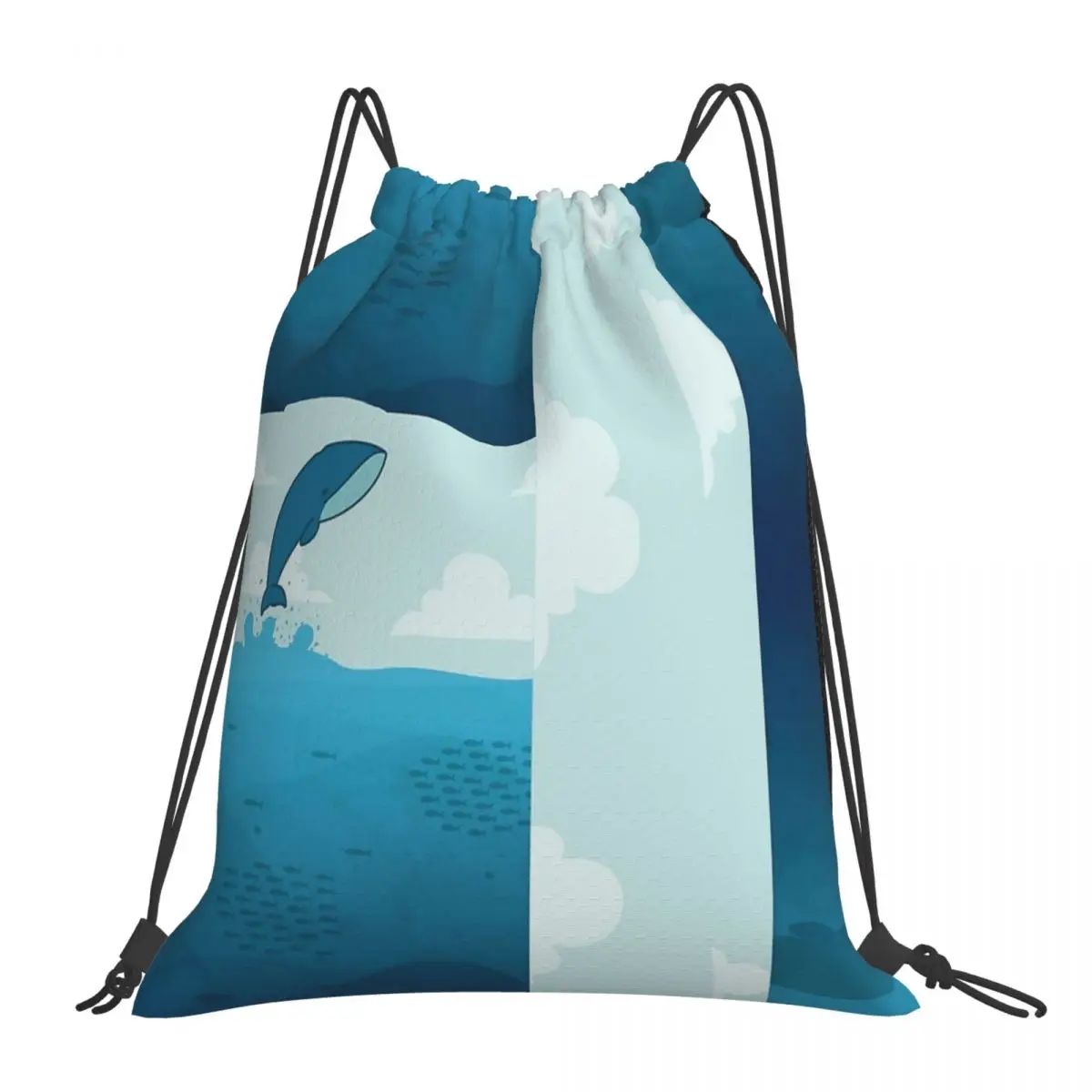 

Being Free - Jumping Sperm Whale Backpacks Fashion Portable Drawstring Bags Drawstring Bundle Pocket Sports Bag Book Bags