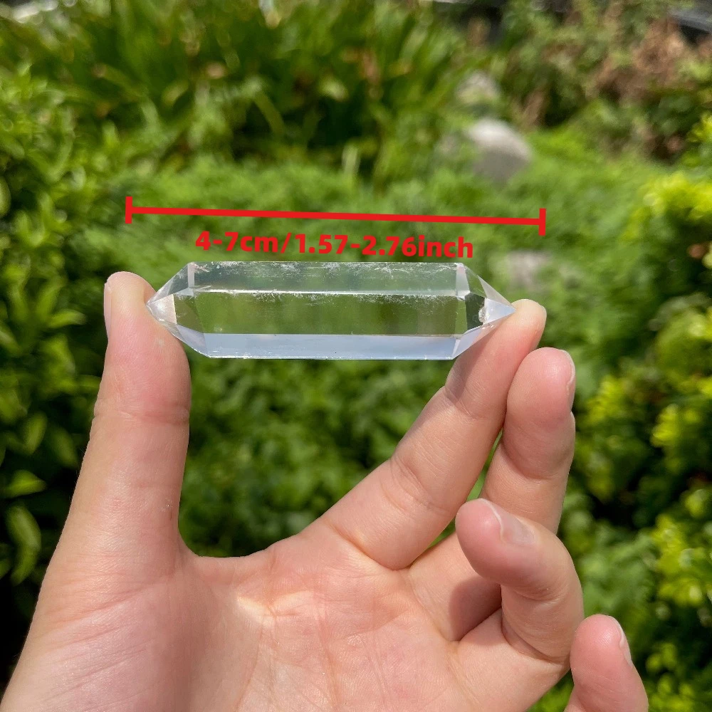 Natural Clear Crystal Obelisk Hexagonal Wand White Quartz Double-pointed Reiki Treatment Hand Polishing Healing Stone