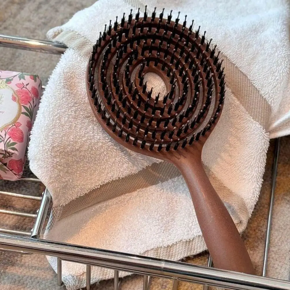 Thick Hair Brush Vented Round Bristle Brush with Ergonomic Handle Anti-static Scalp Massager Quick Drying Hair Comb for Men