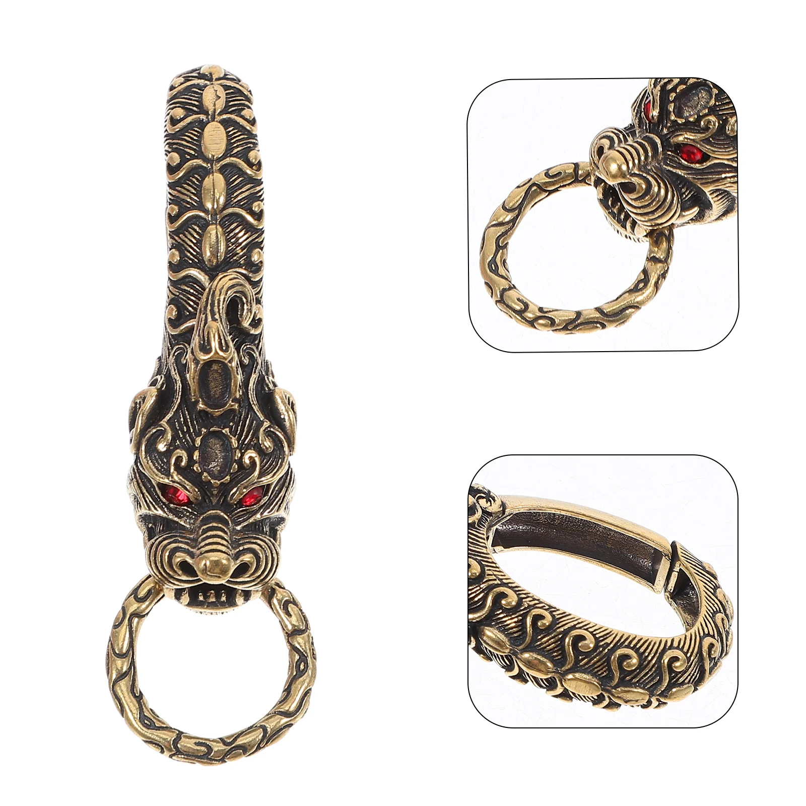 Man Gift Faucet Keychain Dragon Design Brass Car Decorative Pendant Bottle Opener Waist Padlock Vintage Ring