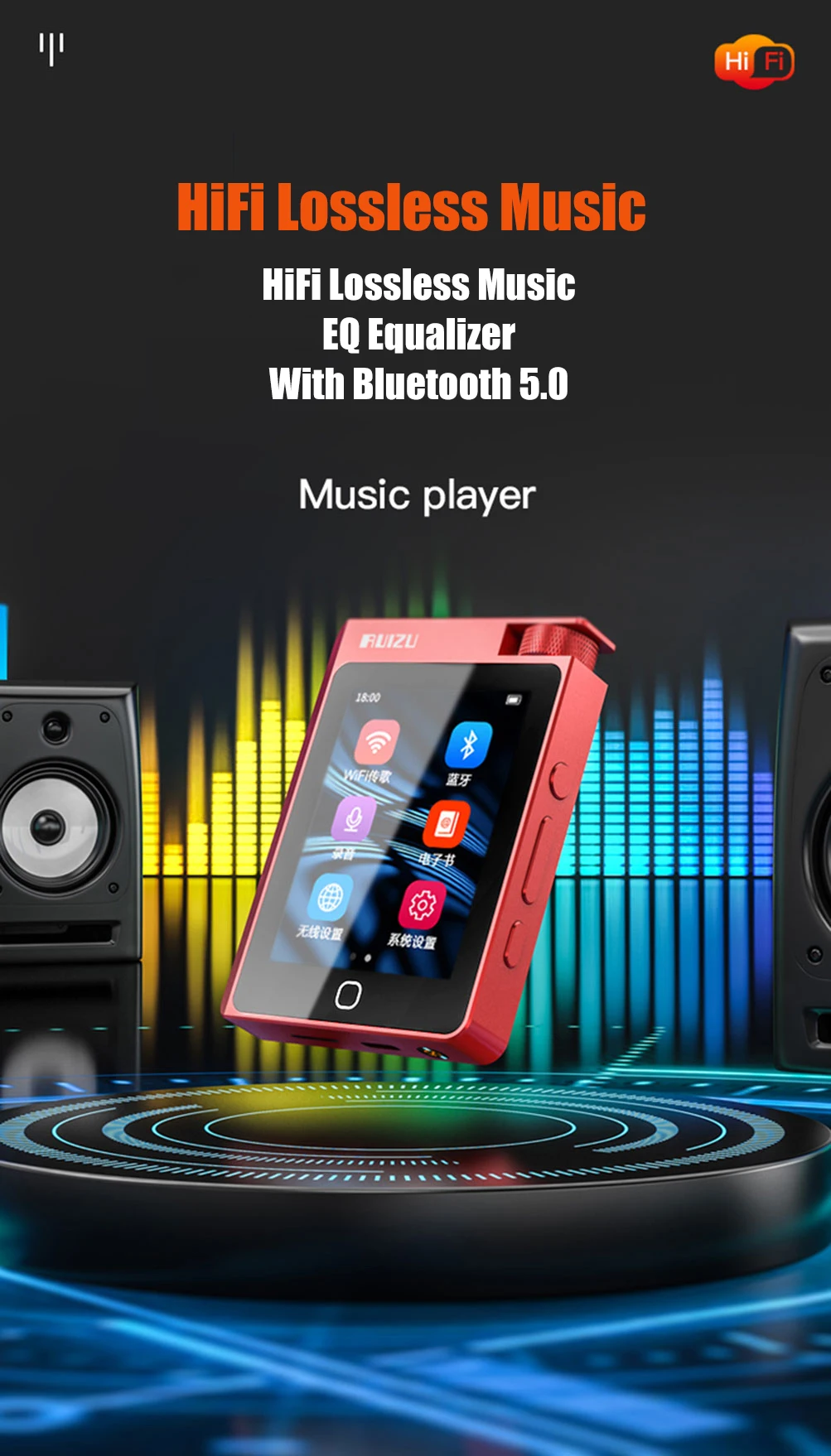 RUIZU A55 กีฬา 16GB DSD Lossless BT เพลง Mp3 เครื่องเล่น Hifi สนับสนุน EQ Equalization ปรับ MP3 Mini แบบพกพากีฬา Walkman