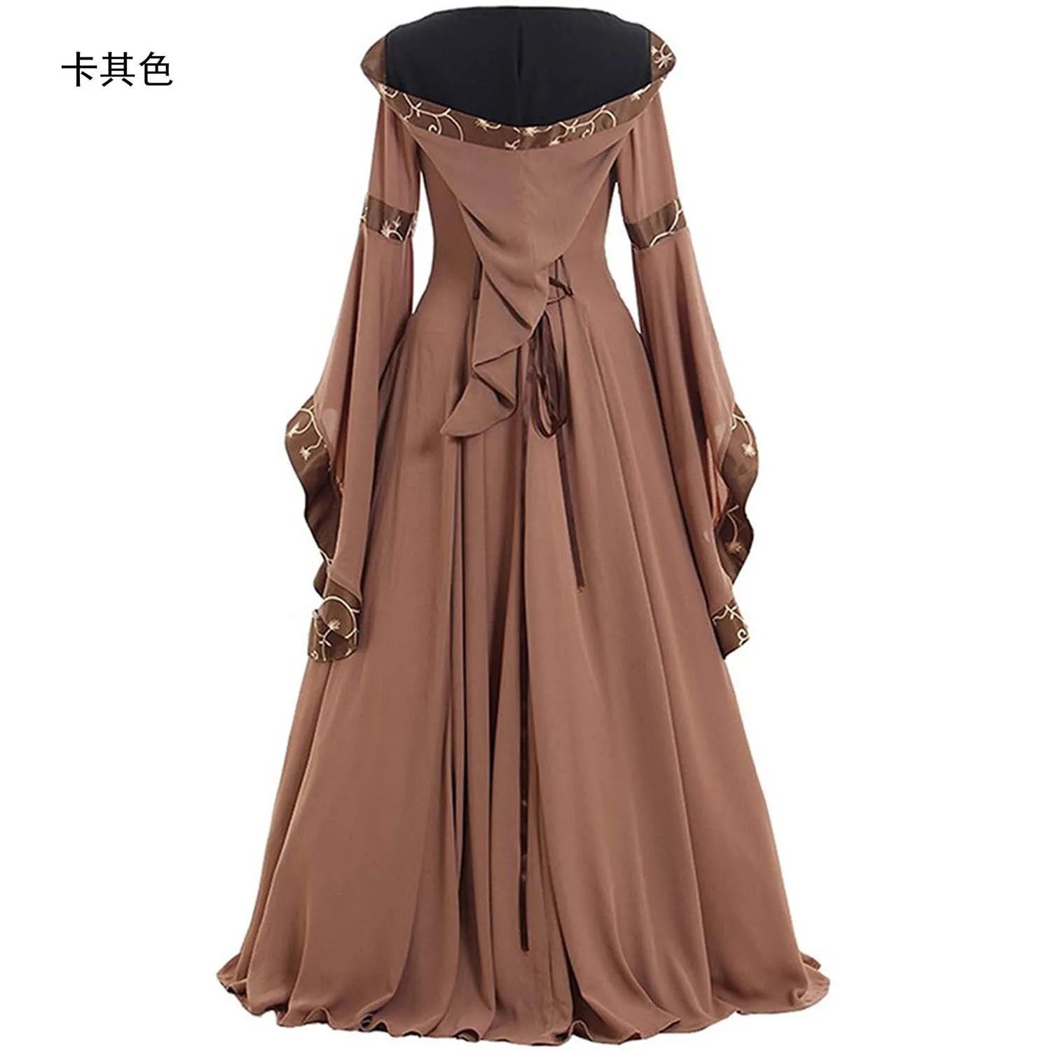 Vestido medieval até o chão para mulheres, vestido de igreja vintage, plus size