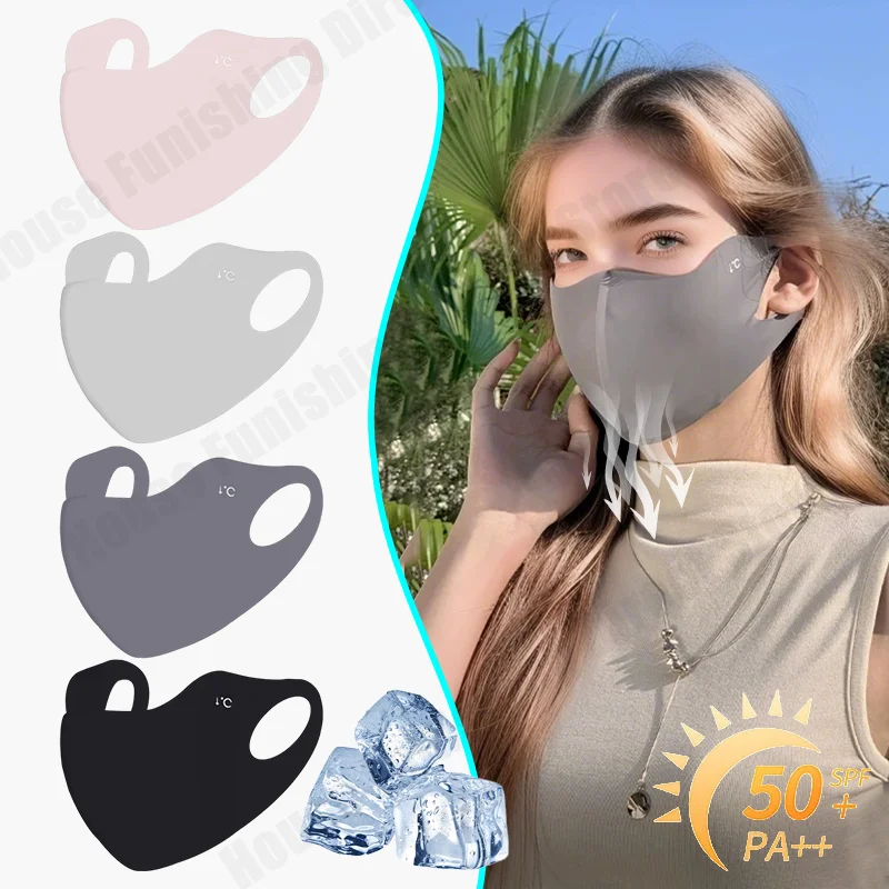 

3D УФ-защитная солнцезащитная маска из ледяного шелка, дышащая, не оставляющая следов маска с гиалуроновой кислотой для езды на велосипеде, бега, спорта на открытом воздухе