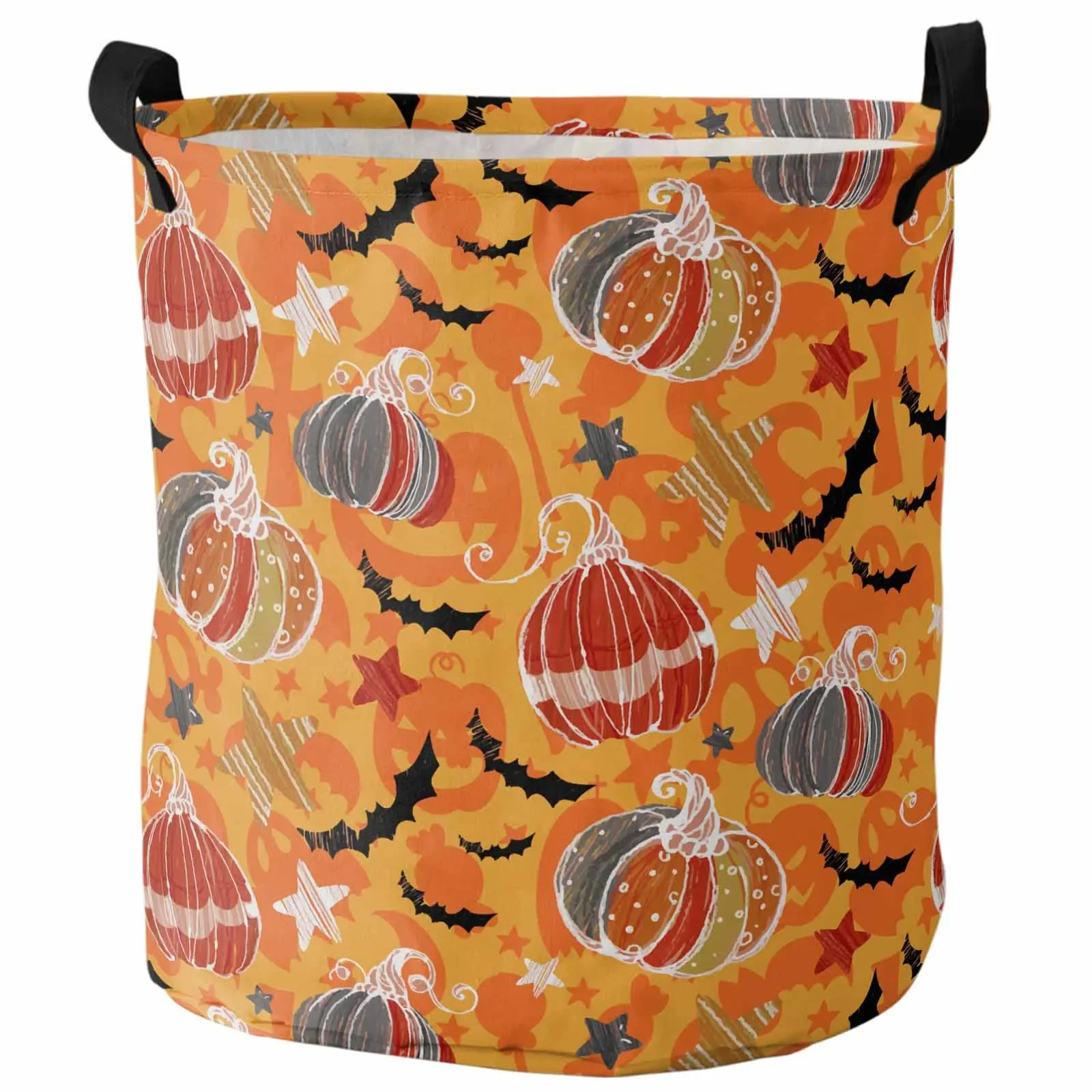 Halloween Hand-Painted, PumpkinLaundry Basket Portable Foldable Household Laundry Storage Bag Oxford Cloth Dirty Clothes Basket