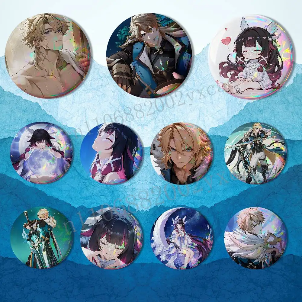 Varka Columbina Genshin Impact HD Print 58mm 44mm Lapel Pins Pretty Derby Round Display Brooches Brooch Badges
