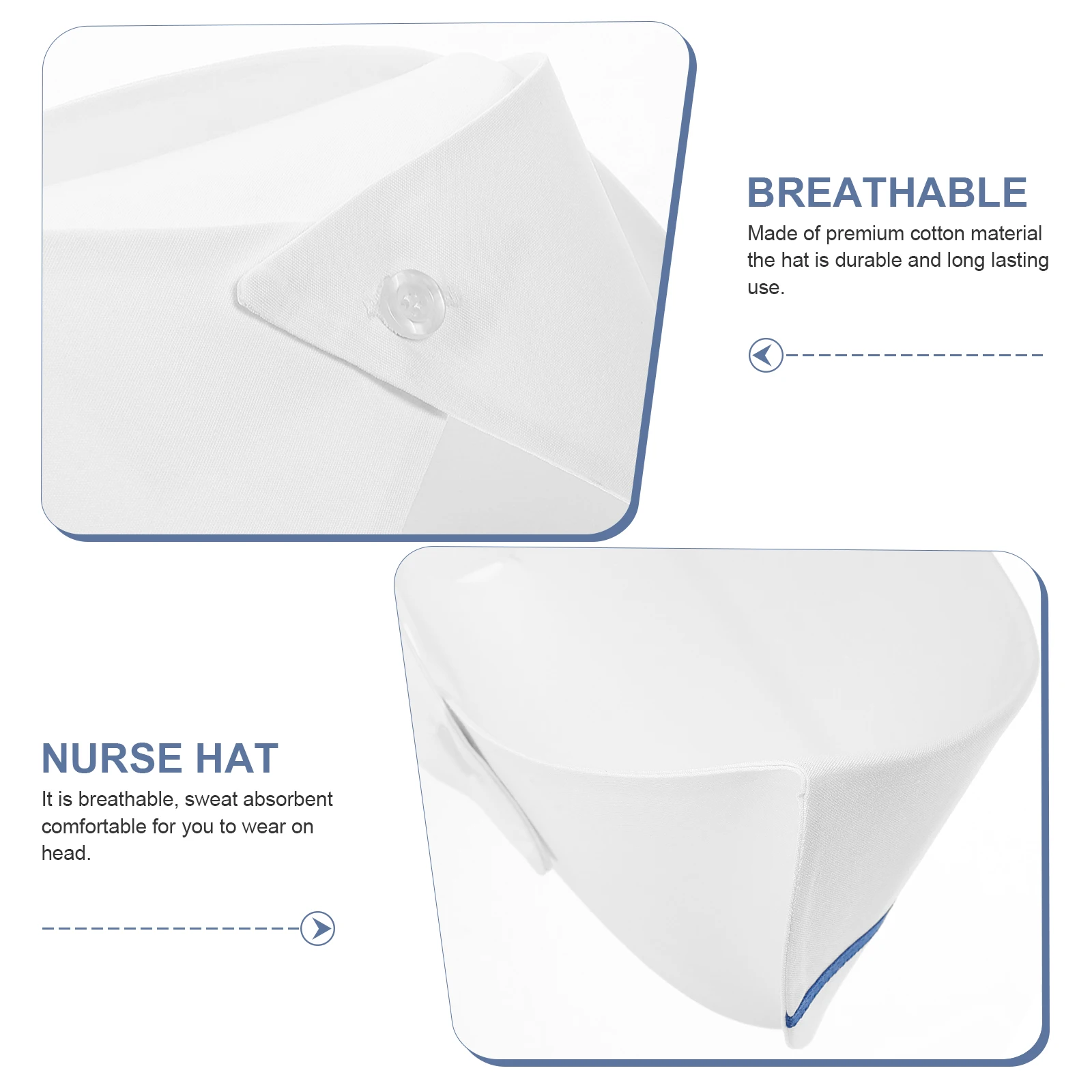 

Nurse Cap Hats White Stripe Nursing Accessories Breathable Sweat Absorbent Comfortable Durable Cosplay Work Women Men