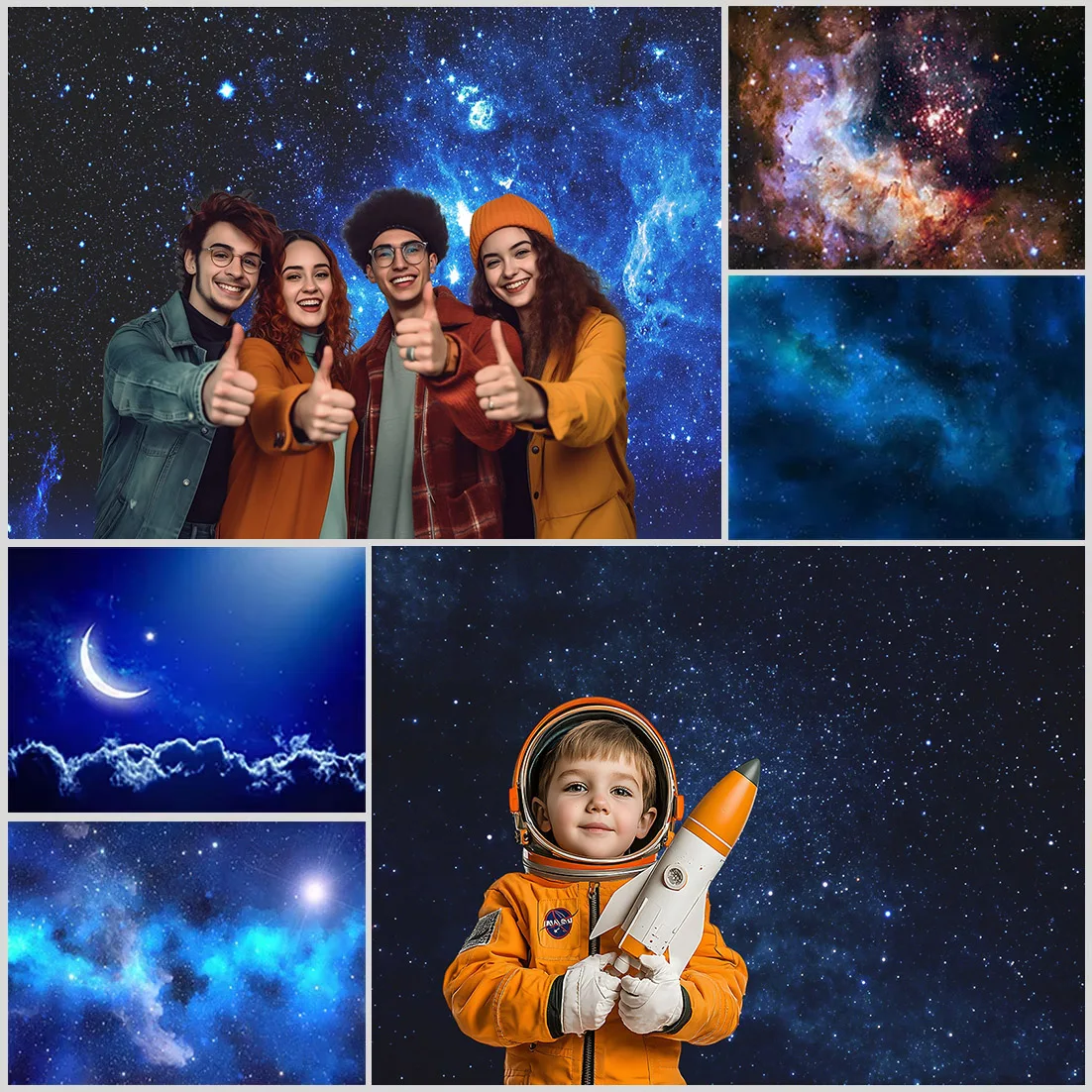 Starry Dark Sky Night Photography Backdrop, fundo completo personalizado para o bebê, Children Portrait Photocall, Photo Studio