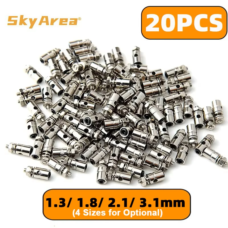 20PCS 1.3mm 1.8mm 2.1mm 3.1mm Pushrod Connectors Linkage Stopper Quick Adjuster Positioner Servo Connector for DIY RC Boats Part