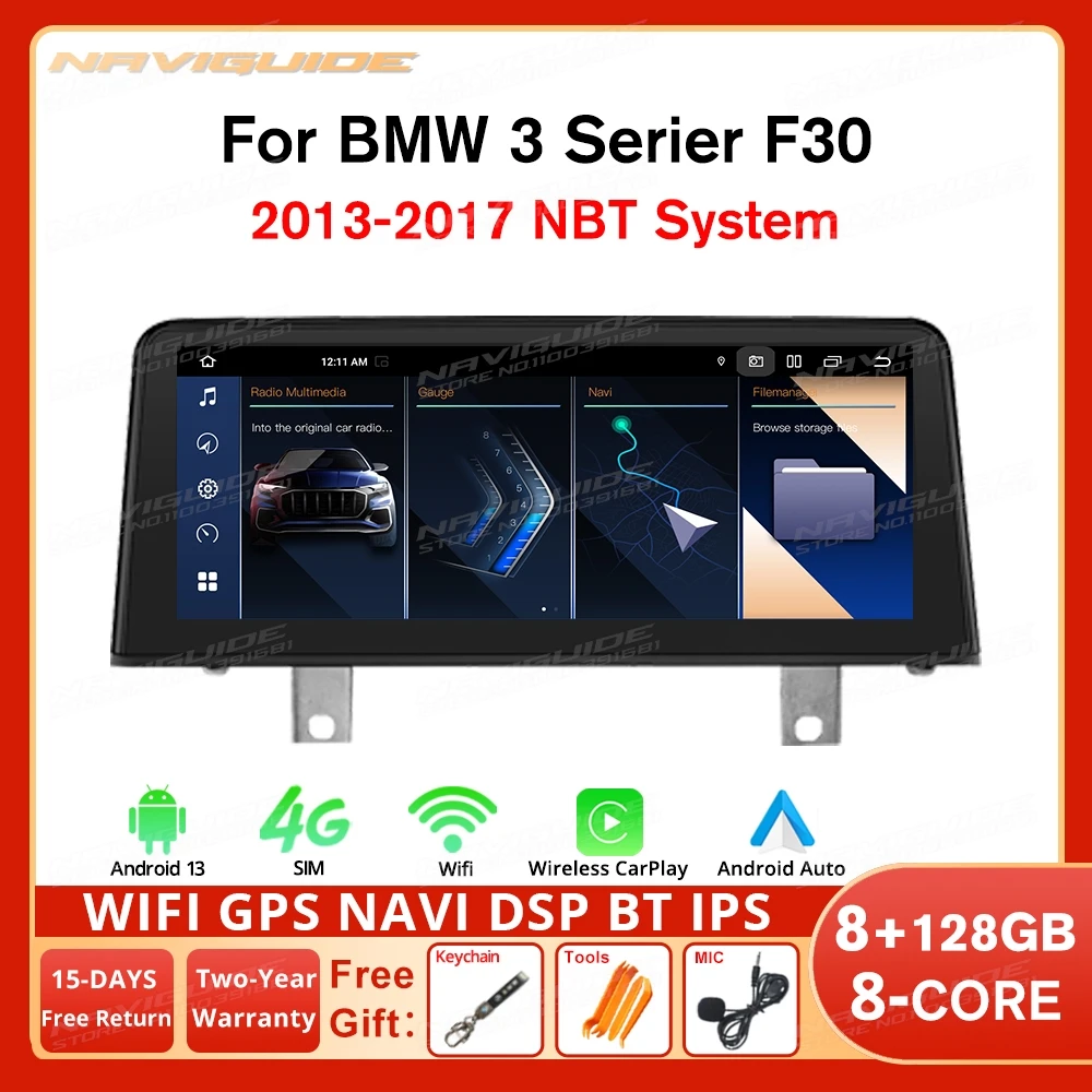 NAVIGUIDE 10.25'' Android 13 Smart car systems For BMW 3 Series F30 13-17 Multimedia Player CarPlay Android Auto Screen 4G WIFI