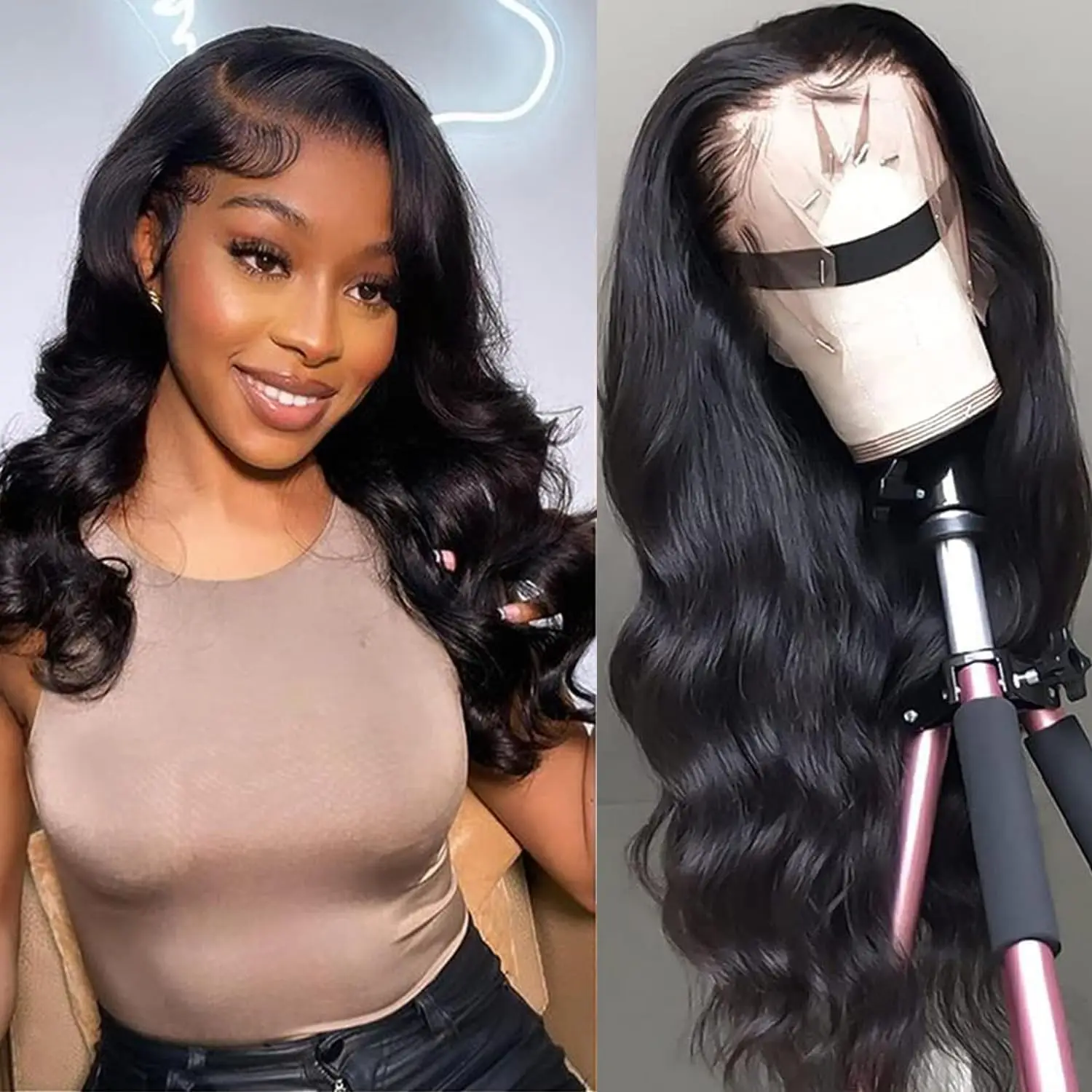 

36 38Inch Body Wave HD Lace Front Wigs Pre Plucked Loose Wave 250% Density 13x6 HD Lace Frontal Wig 100% Human Hair Wigs