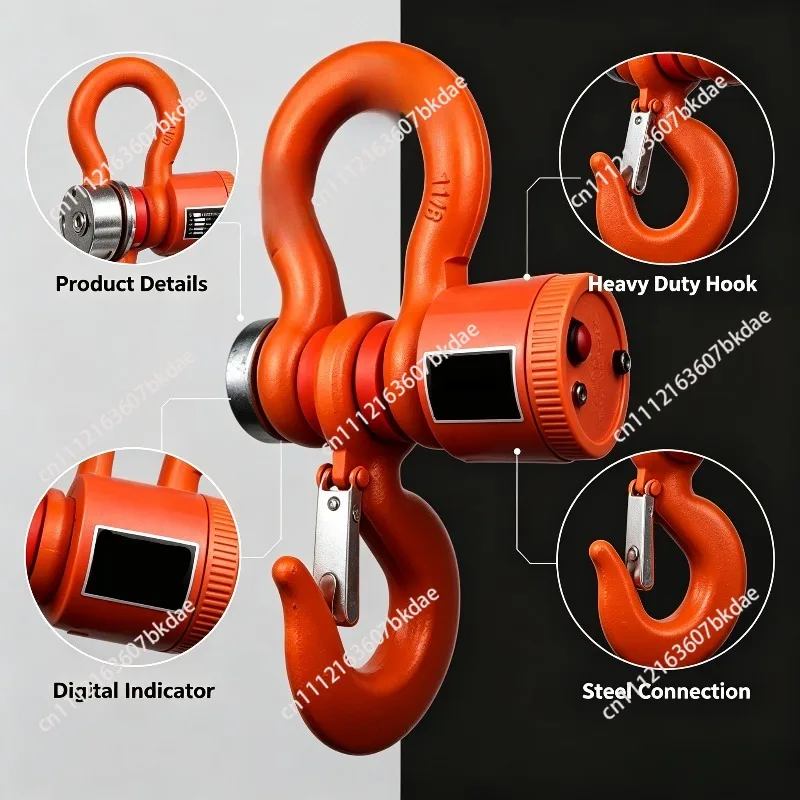 15T Wireless Crane Scale with Handheld Meter, 5kg Div Heavy Duty Industrial Hanging Hook Scale for Warehouse / Factory-jmz