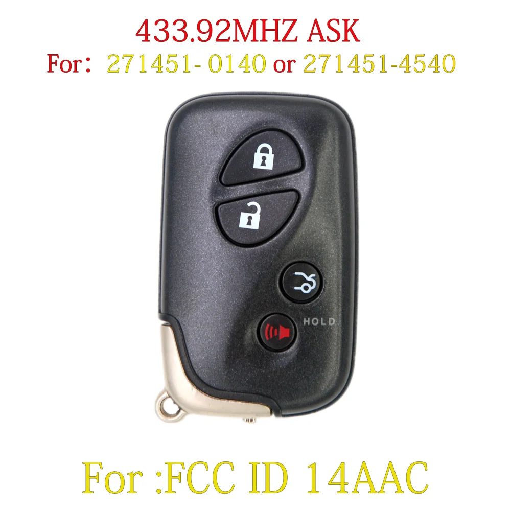 BaoJiangDd car key Fit For LEXUS GS ES350 ES330 ES300 271451-4540 /0140 Board Number Smart Remote Key 433.92MHZ ASK FCC ID:14AAC