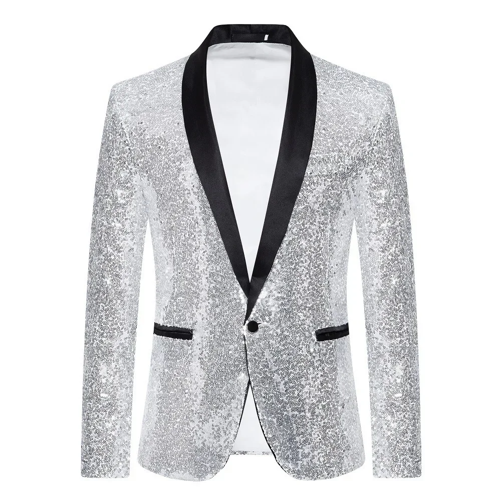 

O702New foreign trade cross-border men's casual dance sequined groomsmen suits