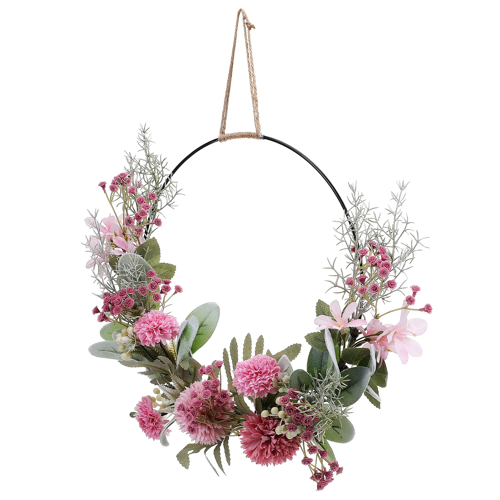 

Artificial Wreath Decoration Round Flower Garland Pink Door Wedding Decor Fake Hanging Crafts Premium Material Durability Indoor