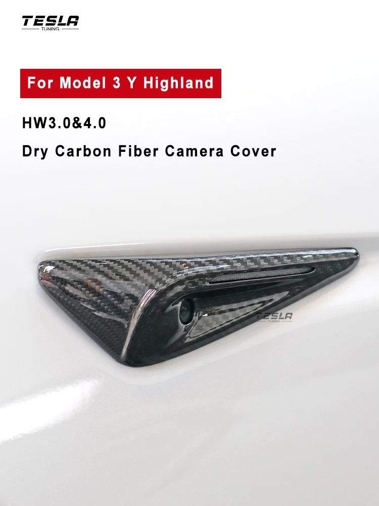 For Tesla Model Y Juniper YL Model 3 Model Y Model 3 Highland Carbon fiber Side Camera Cover