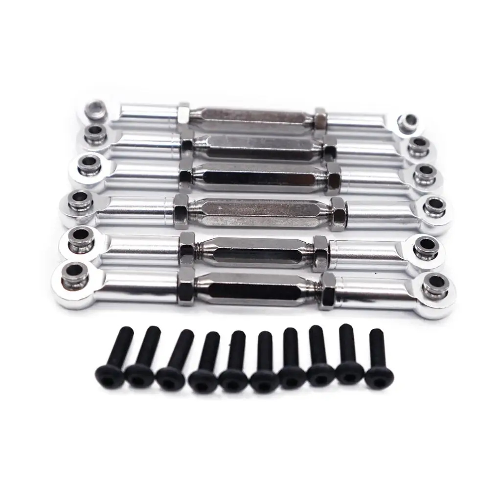 

RCGOFOLLOW 6pcs Aluminum Alloy Wheelbase Steering Link Rod Set For 1/10 Rc Steering Link Rod Set ECX AMP RC Car Part Silver