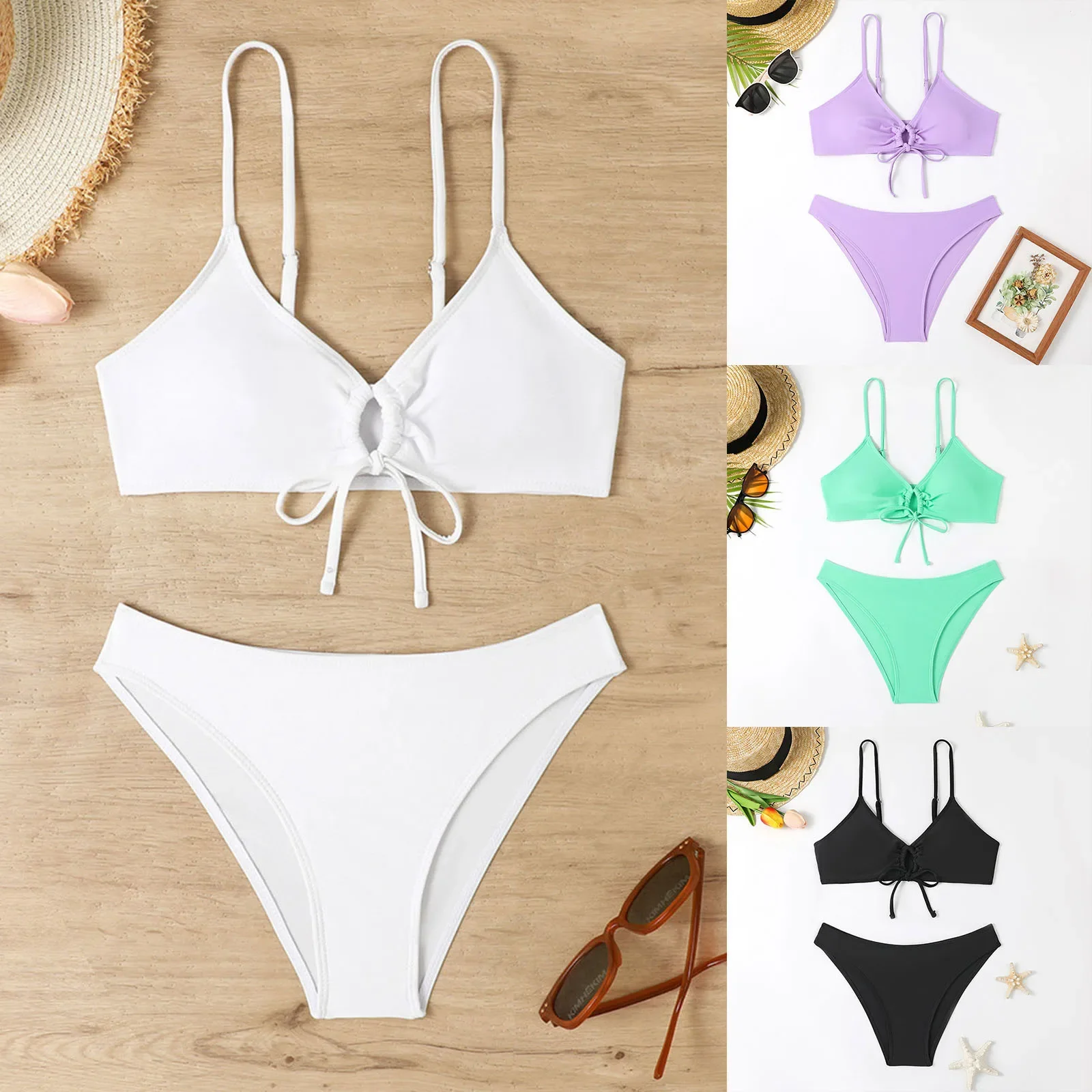 

Triangle Bikini Set Swimsuit Women Swimwear Female Sexy Bathers Bathing Swimming Swim Suit Beachwear Biquini Summer 2024