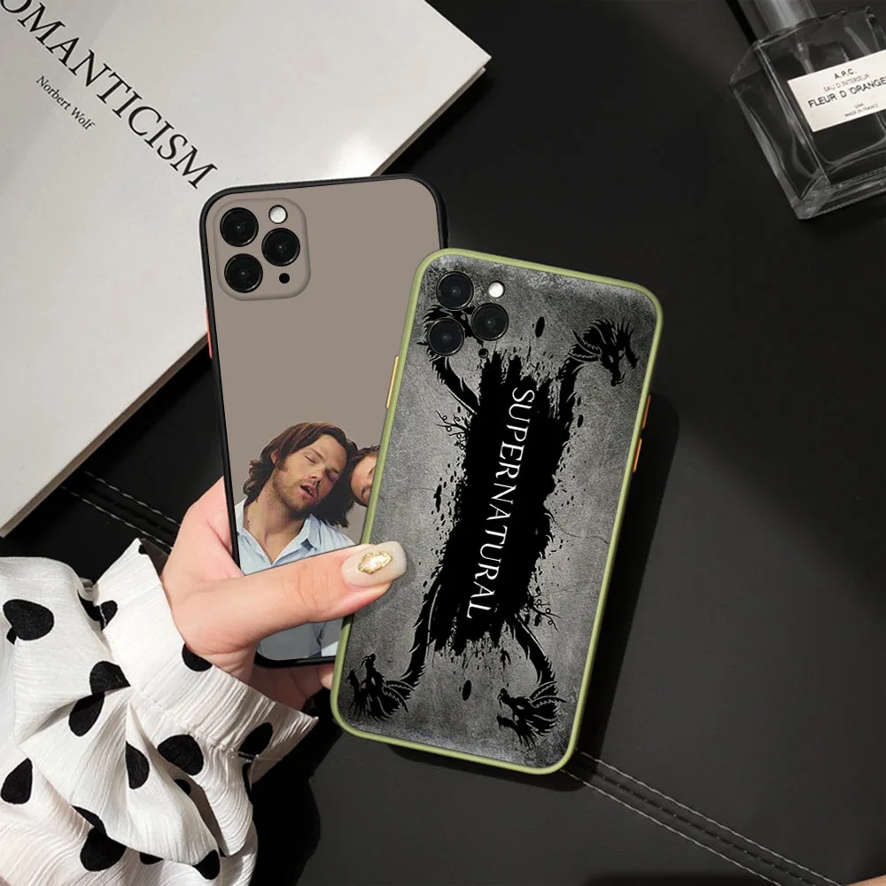 Phone Case For iPhone 16 Plus 15 Pro Max 14 7 8 Plus XR SE 11 12 13 Mini X XS 16Pro Sam Supernatural Black Translucent Cover