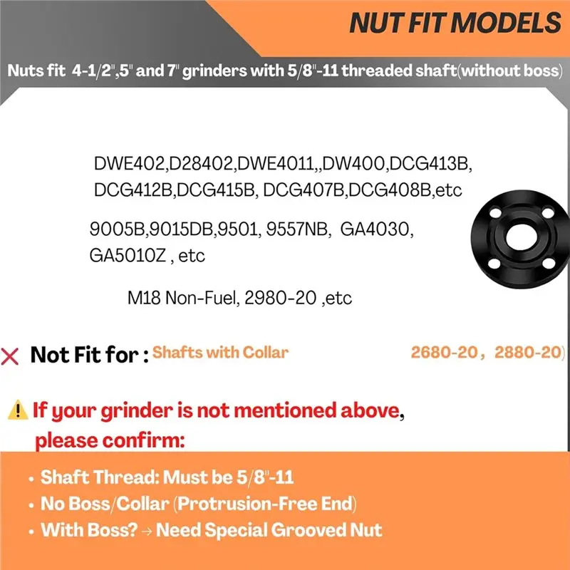 【HOUSEHOLD GOODS】Angle Grinder Wrench, Adjustable And Angle Grinder Nut Kit (5 Pieces) - For , , , Ryobi, B