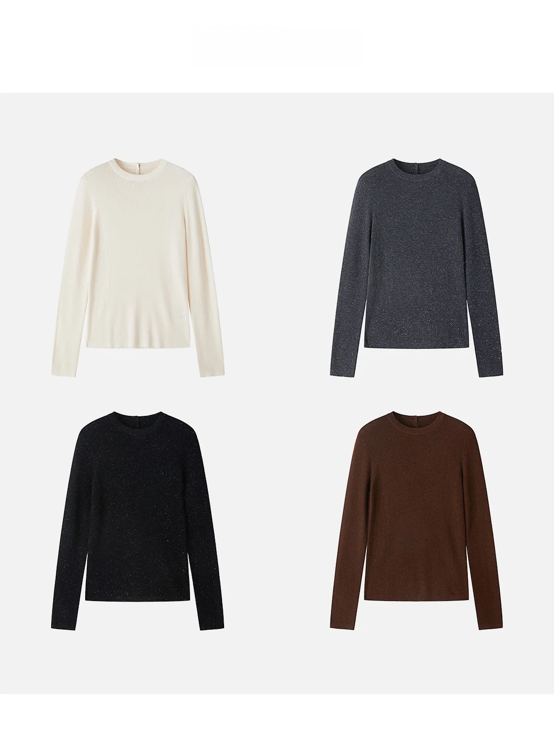 

JINGJING2025 New Classic Pure Color round Ne Wool Knitted Base irt Versatile Early Autumn ential Faionable Women's Top