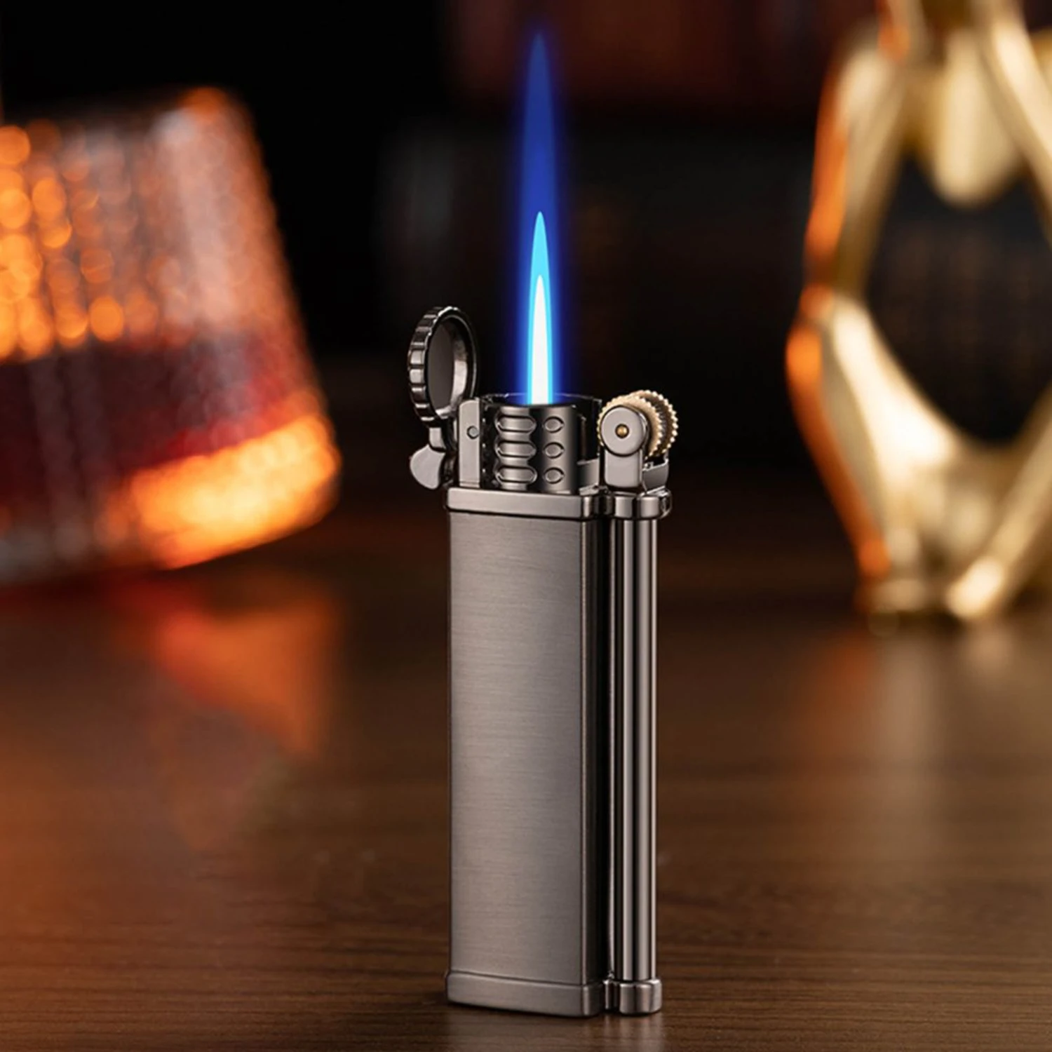 Windproof Adjustable Flame Butane Torch Lighter for BBQ Kitchen Fireplace Candles - Gas Not Included