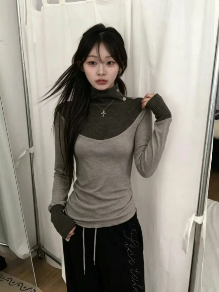 Autumn French Elegant Long Sleeve T Shirts Women American Vintage Office Lady Blouse Korean Fashion Unique Design Tops and Tees