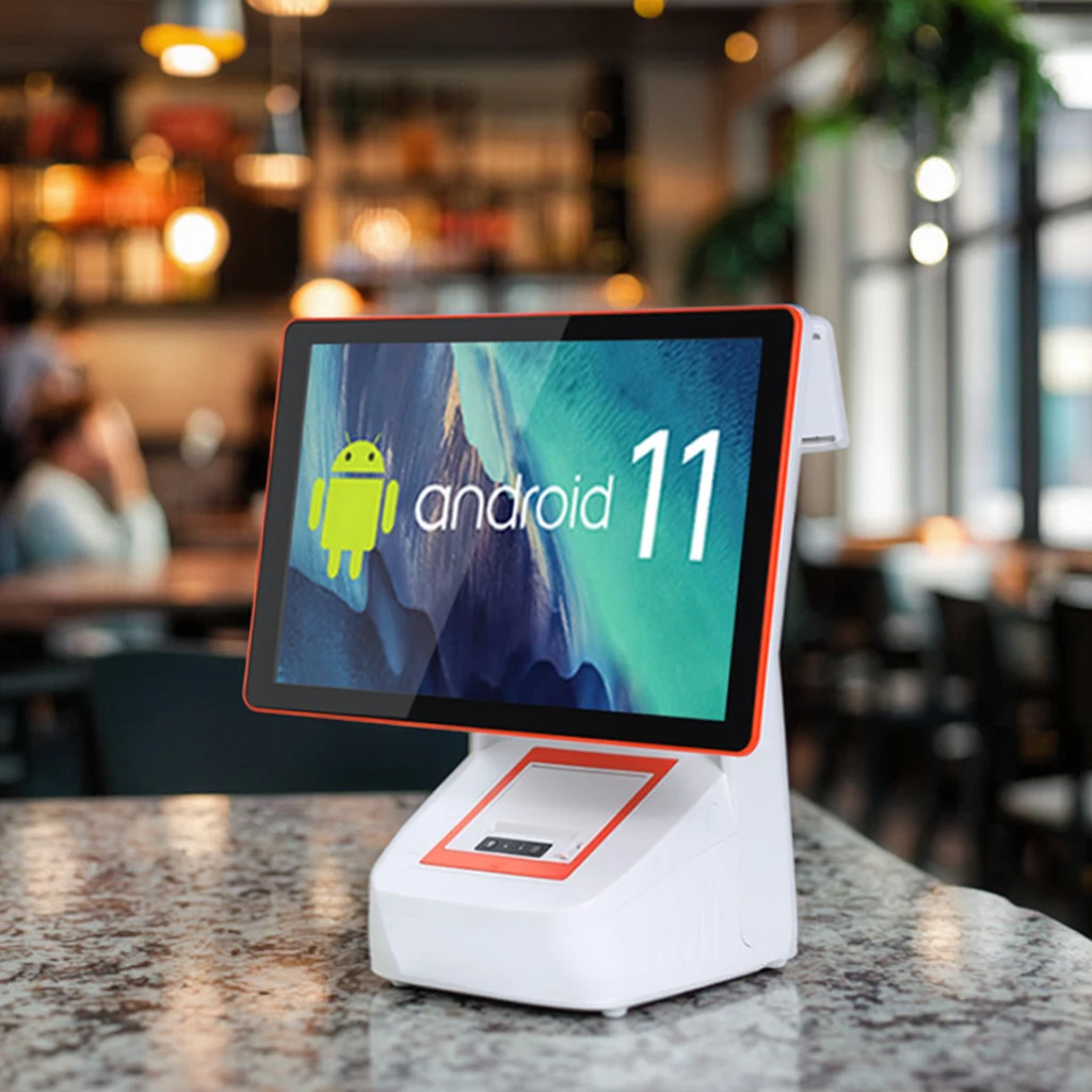 New  15.6-Inch Dual Screen Touch Cash Acceptor Android Window POS System All-In-One Restaurant Ordering Machine Retail
