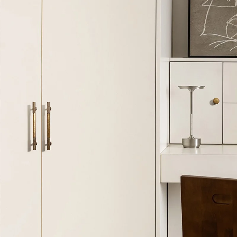 French Zinc Alloy Cabinet Handle Modern Minimalist Gold Matte Drawer Knob Solid Brass Pull